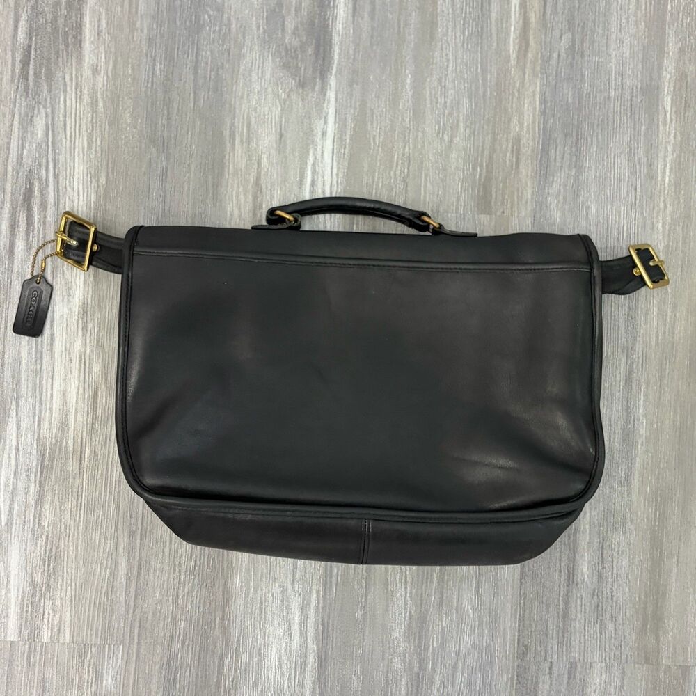 90s Coach Carrier Bag Leather Carrier Bag Briefcase Messenger Box Tag USA 9800 - Picture 14 of 16